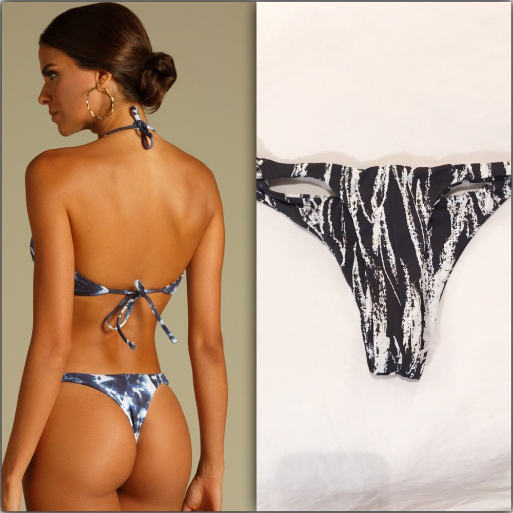 Brazilian Black White Triangle Bikini Top & Thong